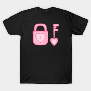 Key and Heart Padlock T-Shirt